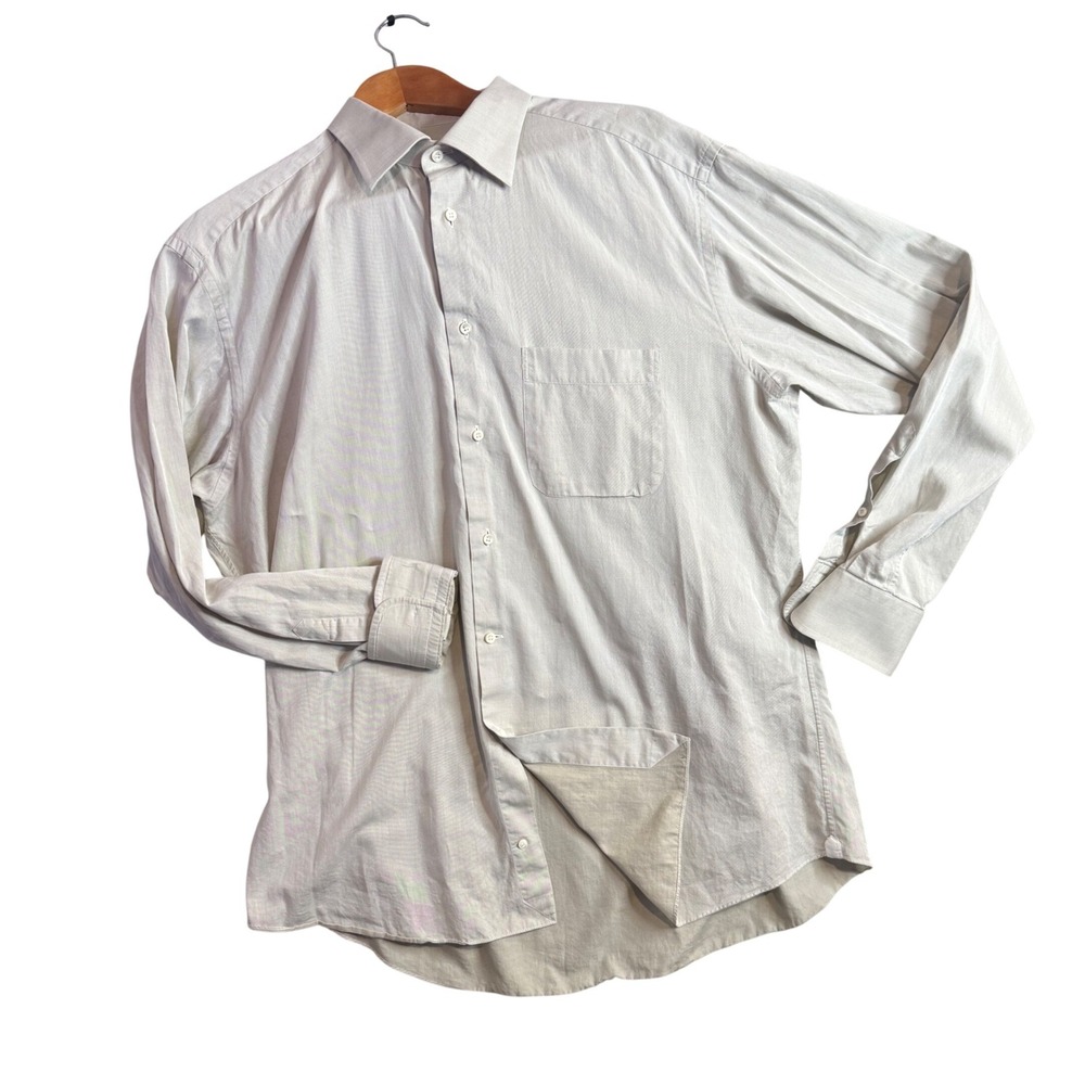 Ermenegildo Zegna Button Up Shirt Mens Large 43 17 Long Sleeve Twill Capsule